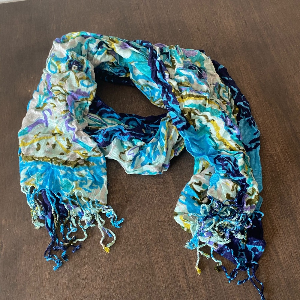 Multi color scarf with tassels